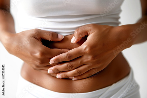 Wallpaper Mural Woman has stomach pain, closeup shots, Health care concept Torontodigital.ca