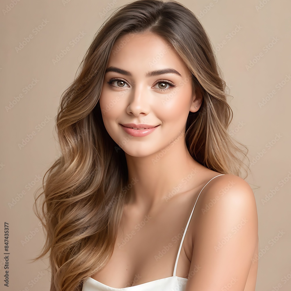 Portrait of a Beautiful Young Woman with Pristine Skin, Highlighting Face Care, Cosmetology, and Spa Portrait of a Beautiful Young Woman with Pristine Skin, Highlighting Face Care, Cosmetology, and Spa