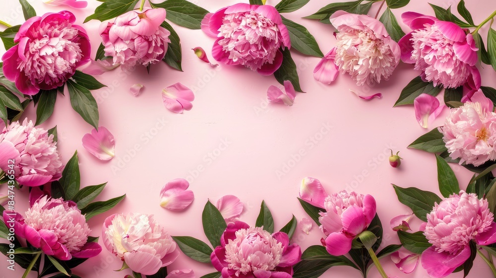 Elegant blooms arranged in a rectangular shape on a vibrant background, forming a captivating frame with negative space in the center. Elegant blooms arranged in a rectangular shape on a vibrant background, forming a captivating frame with negative space in the center.