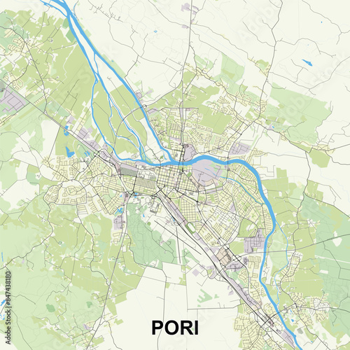 Pori, Finland map poster art