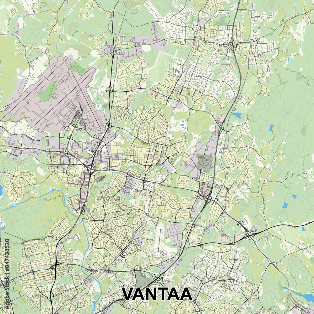 Obraz premium Vantaa, Finland map poster art
