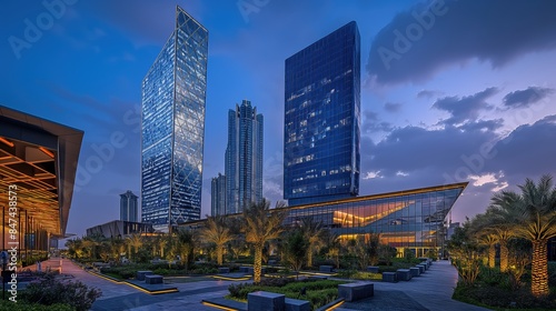 Blue Hour Elegance: King Abdullah Financial District (KAFD), Riyadh, Saudi Arabia