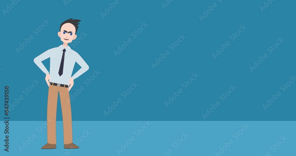 Image of businessman talking icon over blue background Image of businessman talking icon over blue background