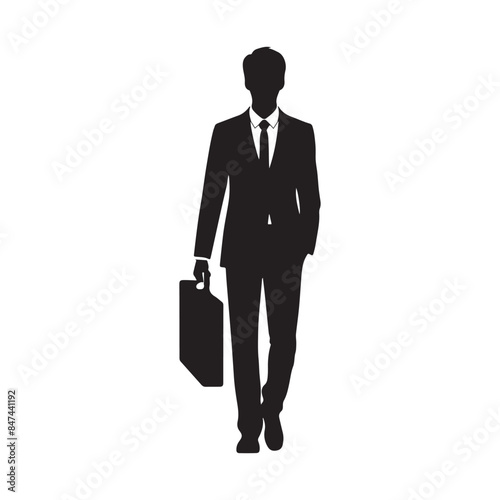 Business man silhouette vector art illustration.