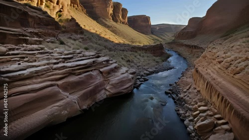 Scenic Canyon River View in the Late Afternoon