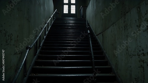  Ascending the stairs, a sense of foreboding grows with every creak ai_generated