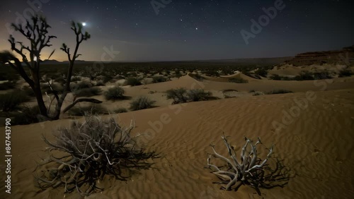 Nighttime View of Sand Dunes in the Mojave Desert