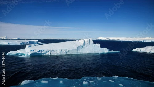 Stunning View of Icebergs in the Antarctic Ocean