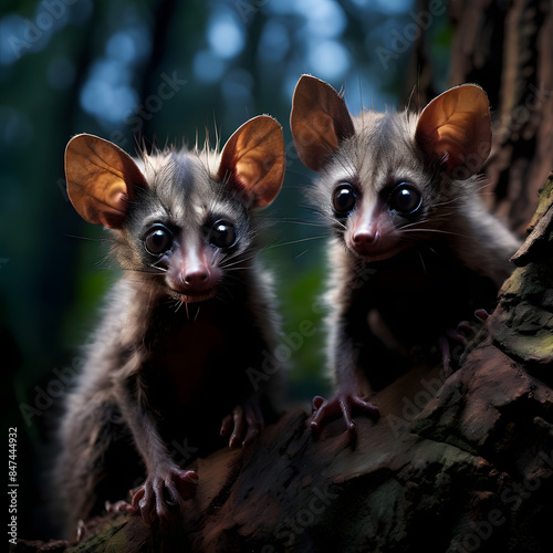 aye aye and a fossa in the dense forests of madagascar 