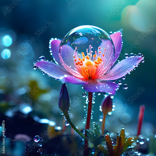 psychedelic flower with lightful bubble bloom photo