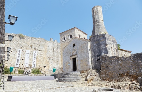 Ulcinj Old Town, built during the Middle Ages, overlooks the Adriatic coast in southern Montenegro