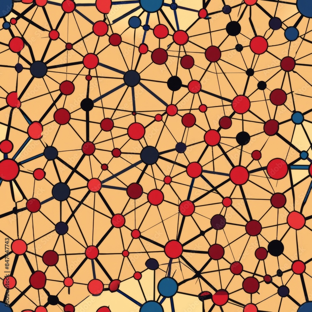 Seamless pattern of interconnected nodes and connections resembling Turing's work on complexity, Generative AI Seamless pattern of interconnected nodes and connections resembling Turing's work on complexity, Generative AI