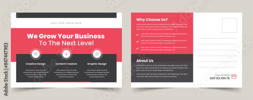 Corporate Postcard Design, Marketing Postcard Set, Vector Postcard