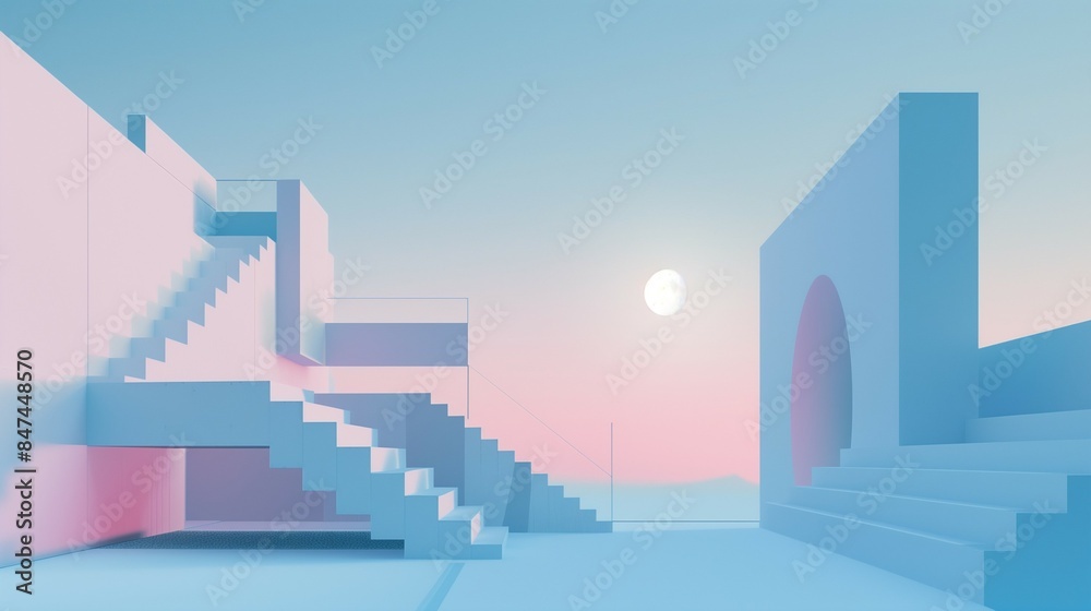 Fototapeta premium Striking Minimalistic Abstract Architecture Wallpaper with Clean Lines, Simple Geometric Shapes, Monochromatic Color Palette, and Subtle Textures for a Sleek and Sophisticated Modern Design