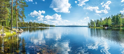 Obraz na płótnie The Finnish lakes are an ideal destination for a fun-filled summer getaway with your family. w salonie