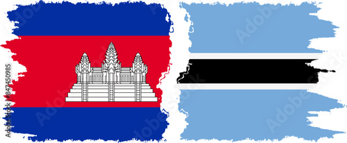 Botswana and Cambodia grunge flags connection vector