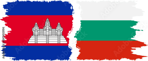 Bulgaria and Cambodia grunge flags connection vector