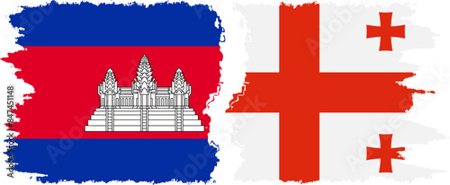 Georgia and Cambodia grunge flags connection vector