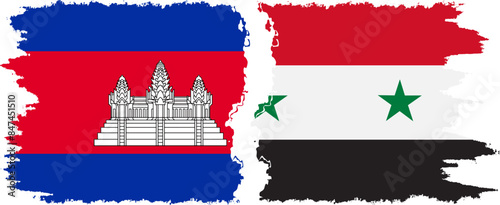 Syria and Cambodia grunge flags connection vector
