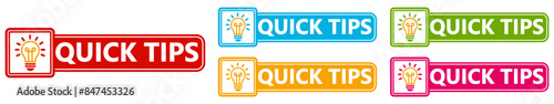 Set collections quick tips trendy colorful icon sign. Helpful tricks labels design template Vector illustration
