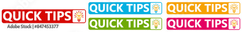 Set collections quick tips trendy colorful icon sign. Helpful tricks labels design template Vector illustration