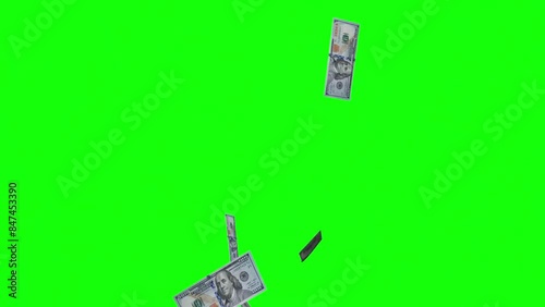 Money explosions green screen, Falling money 