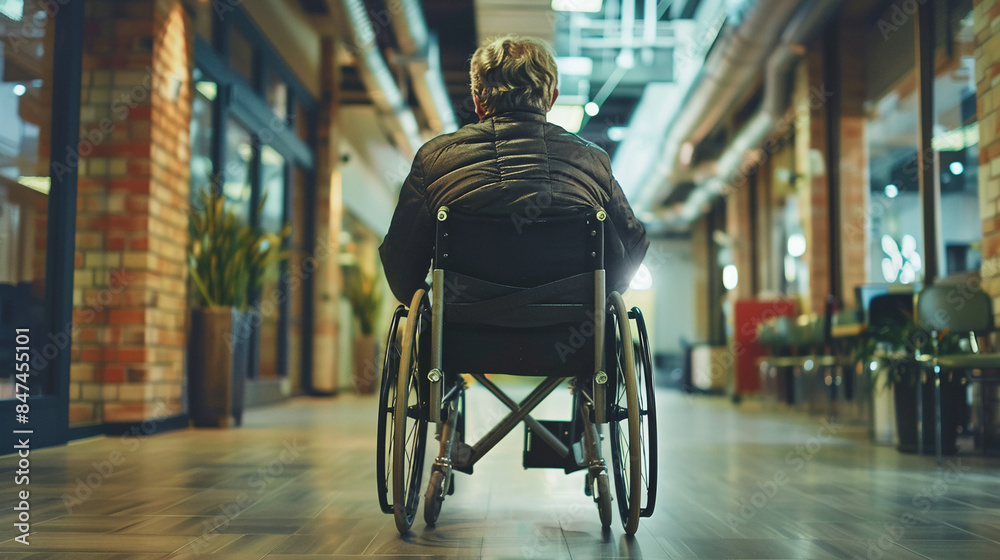 Obraz premium A disabled person in a wheelchair painting in an art studio. Disabled person