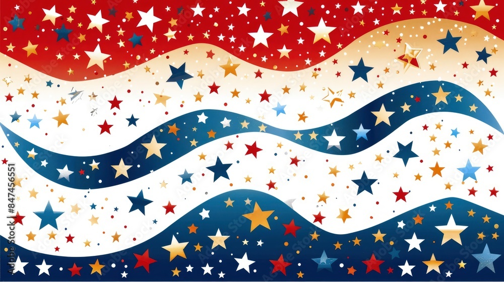 Fototapeta premium Happy Birthday America with fireworks and stars template or text in the center of the image