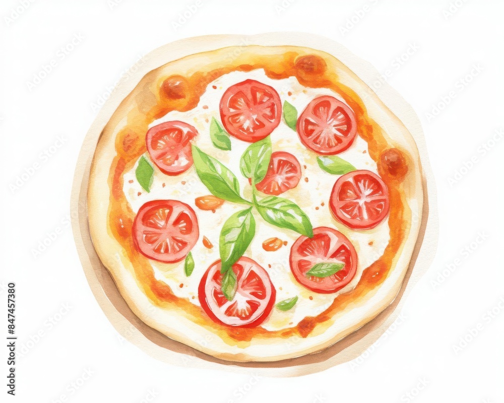 Delicious Margherita pizza with fresh tomatoes, basil, and mozzarella cheese on a perfectly baked crust. Ideal for food blogs and menus. Delicious Margherita pizza with fresh tomatoes, basil, and mozzarella cheese on a perfectly baked crust. Ideal for food blogs and menus.