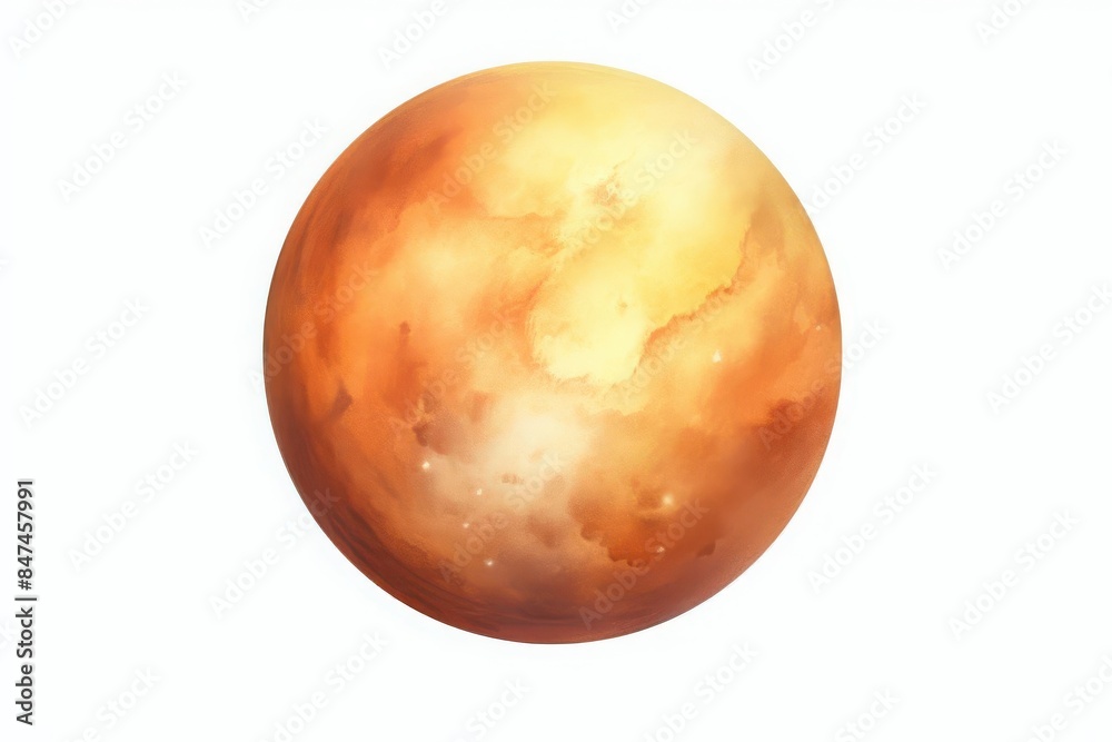 Artistic ing of a planet with a warm color palette, isolated on a white background, showcasing detailed textures and vibrant hues. Artistic ing of a planet with a warm color palette, isolated on a white background, showcasing detailed textures and vibrant hues.