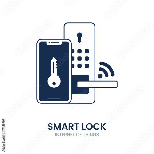 Smart lock icon. smart lock, security, technology, system, smart, home, safety, unlock, house, digital, control, door, lock, key, electronic. Vector icon illustration