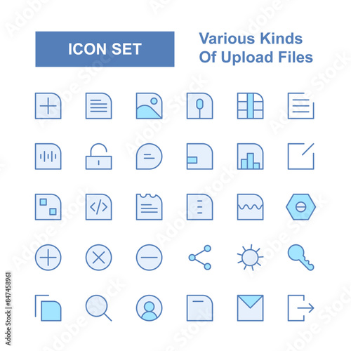 various icons and symbols for uploading files photo