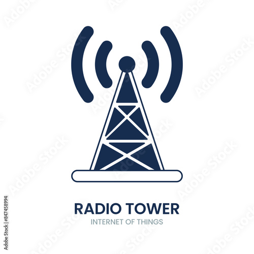 Radio tower icon. tower, radio, communication, antenna, station, network, wireless, internet, signal, broadcast, technology, mobile, transmitter, phone, city, connection. Vector icon illustration