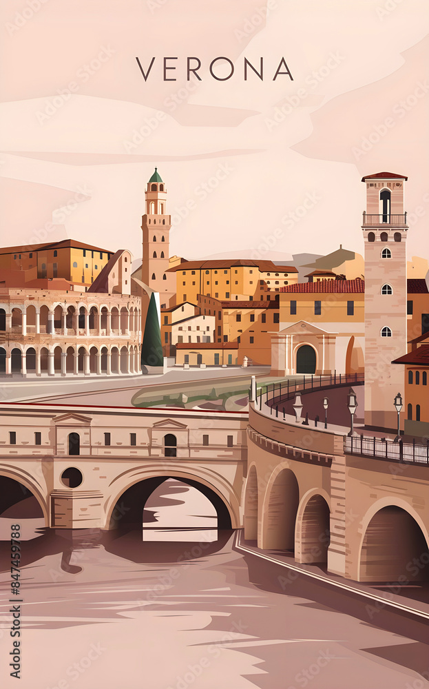 Fototapeta premium Verona Travel Poster Design | Italy