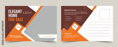 Real estate postcard template design, Home buy and sale postcard, print ready, real estate brochure design