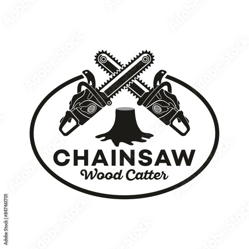 chainsaw logo vector template illustration design