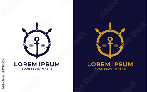 vintage logo anchor vector template illustration
