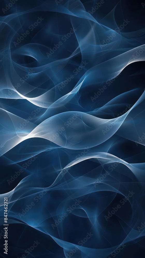 Obraz premium Mesmeric Blue Fractal Abstract - A Digital Symphony in Shades of Tranquility