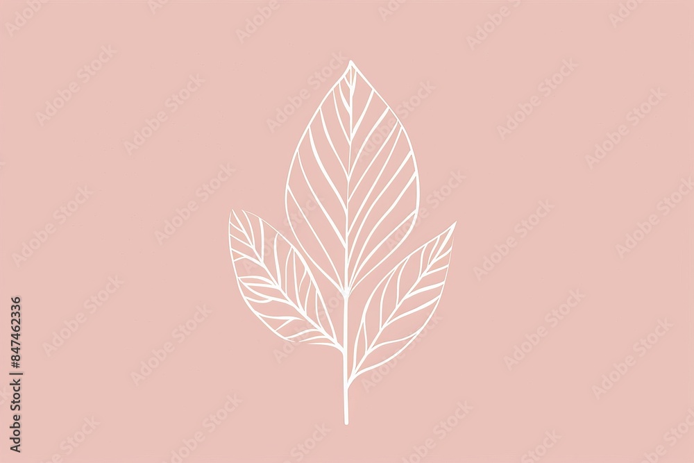Minimalist white leaf illustration on a pink background, perfect for modern and elegant design projects, stationery, and wall art. Minimalist white leaf illustration on a pink background, perfect for modern and elegant design projects, stationery, and wall art.