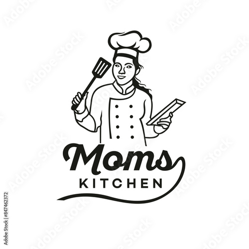 kitchen mom logo vector template illustration design
