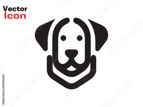 Dog head icon. Flat style. Cartoon dog face. Vector illustration isolated on white. Silhouette simple. Animal Logotype concept. Logo design template.