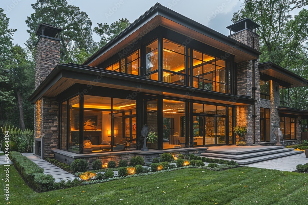 Step into rugged charm: Industrial-inspired facade with raw materials and refined elements Step into rugged charm: Industrial-inspired facade with raw materials and refined elements