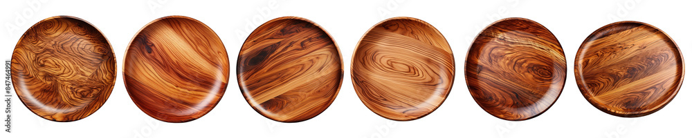 Top view wooden plate on transparent background png Top view wooden plate on transparent background png