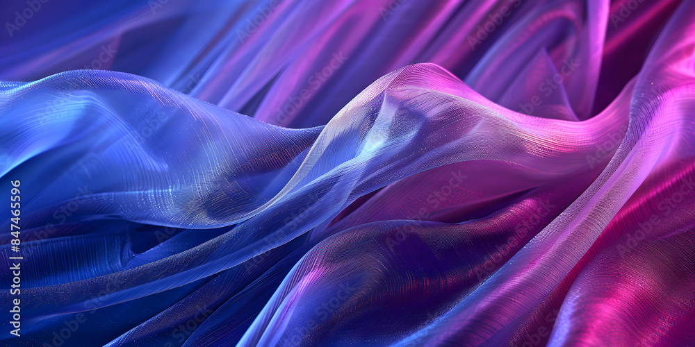 Fototapeta premium Luxurious purple silk or satin fabric background with soft, flowing waves