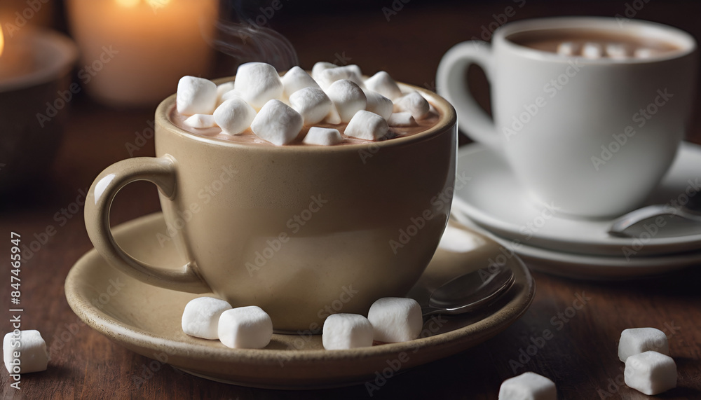 cup of hot chocolate with small marshmallows cup of hot chocolate with small marshmallows