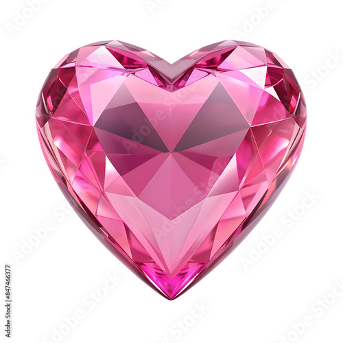 pink heart shape crystal valentines day symbol isolated on background