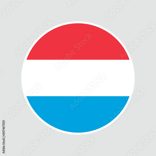 The flag of Luxembourg. Flag icon. Standard color. Round flag. Computer illustration. Digital illustration. Vector illustration. 