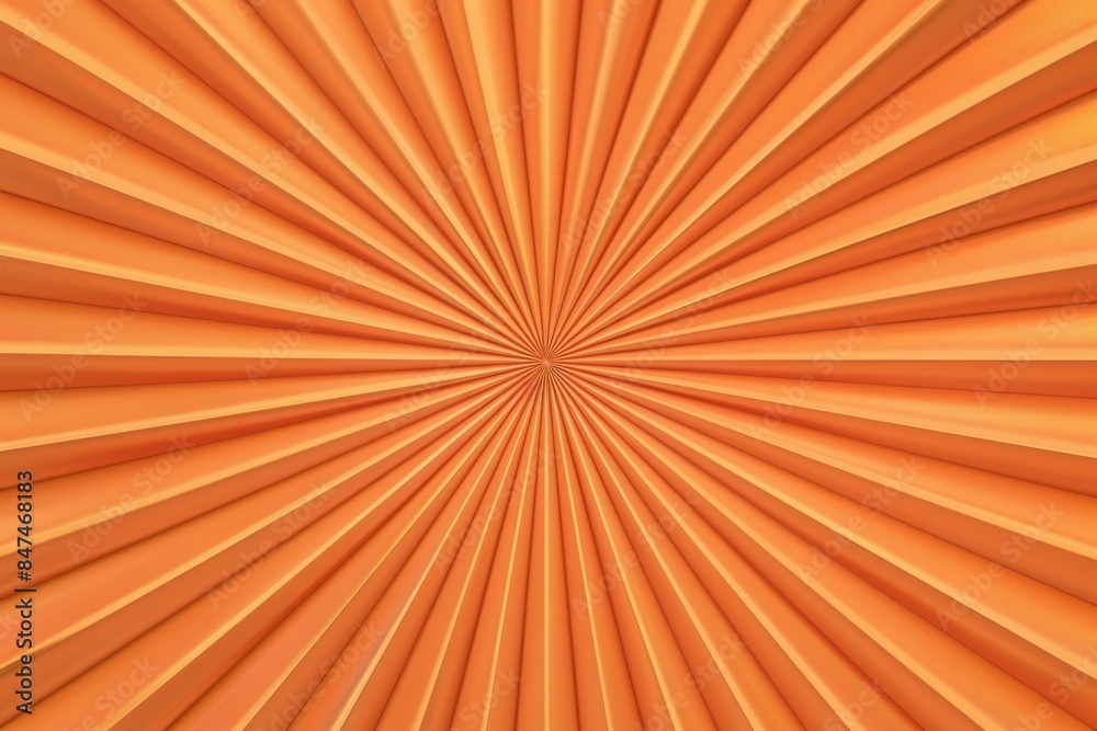 Obraz premium Vibrant orange radial abstract background with a dynamic, symmetrical pattern of converging lines creating a sunburst effect for modern design.