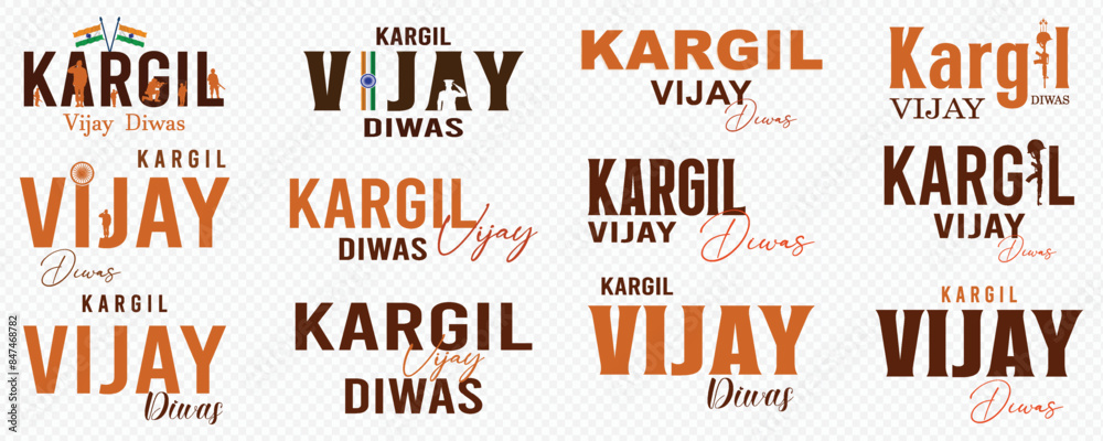 Obraz premium Kargil Vijay | Kargil Vijay Diwas, Typography, Calligraphy, Text, Banner, Illustration. Vector. Art.
