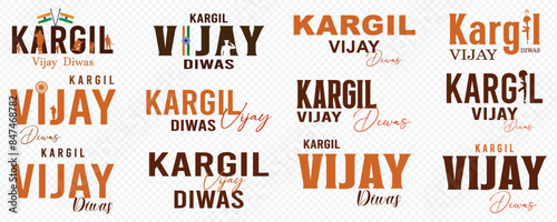 Kargil Vijay | Kargil Vijay Diwas, Typography, Calligraphy, Text, Banner, Illustration. Vector. Art.